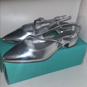 Elegant Silver Slingback Heels